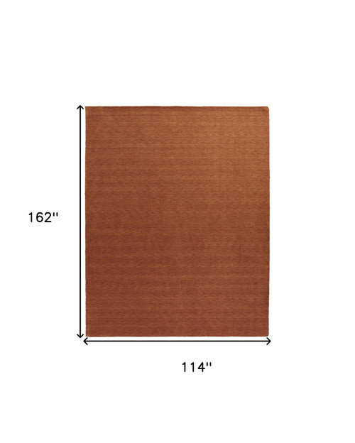 9' X 13' Orange Wool Hand Woven Area Rug - 608219215392