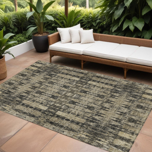 9' X 12' Black Taupe And Beige Moroccan Washable Indoor Outdoor Area Rug - 608219072544