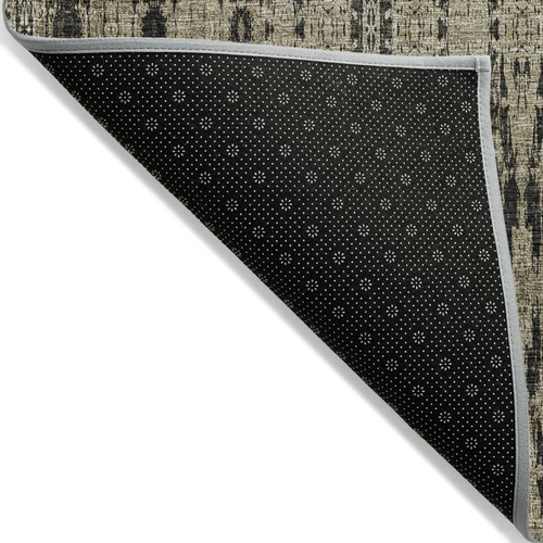 9' X 12' Black Taupe And Beige Moroccan Washable Indoor Outdoor Area Rug