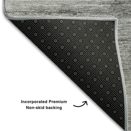 10' X 14' Gray And Silver Floral Washable Area Rug With UV Protection - 880016501551