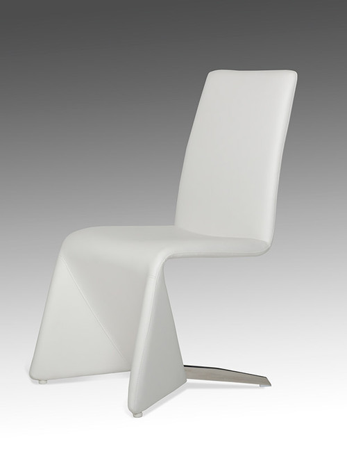 Set Of Two White Contemporary Faux Leather Dining Chairs - 689805025991