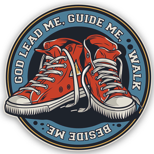 Sticker Red Sneakers God Lead Guide Me - 603799705202
