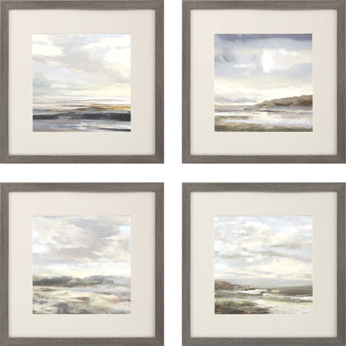 Set Of Four Watercolor Ocean Landscapes Framed Print Wall Art - 606114918134