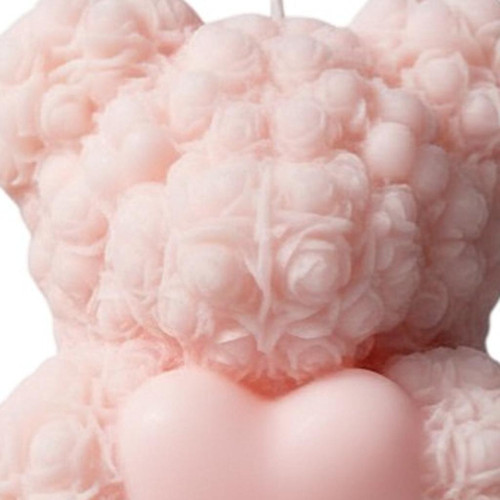 4" Pink Sea Salt And Orchid Scented Dimensional Teddy Bear Candle - 880016745078