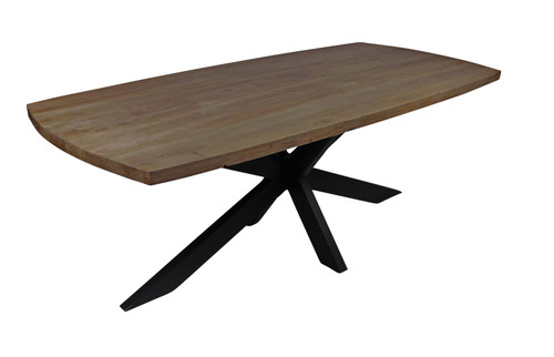 82" Gray Beige And Black Solid Wood And Iron Dining Table - 606114679950
