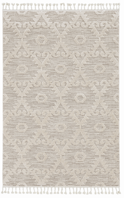 Homeroots Decor 9'x13' Ivory Beige Geometric Bohemian Indoor Area Rug, Machine Woven, Polyester