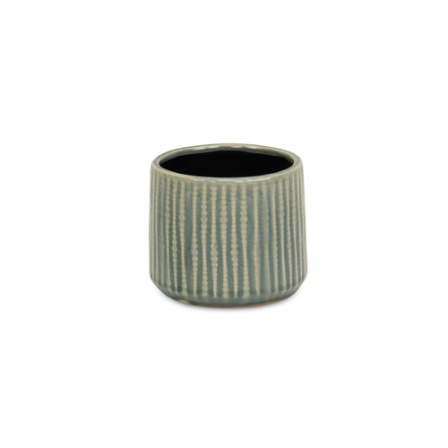 Ceramic 25 Ounce Striped Round Distressed Pot Planter - 880024835358