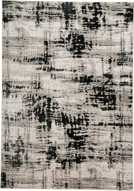 10' X 13' Black Gray And White Abstract Area Rug
