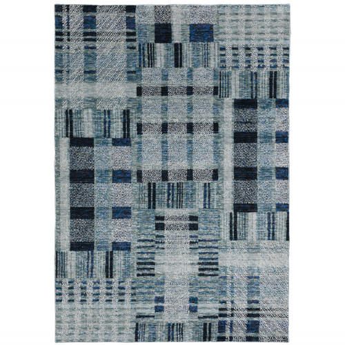 Homeroots Home Decor 9' X 12' Blue Geometric Power Loom Stain Resistant Area Rug