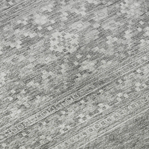 9' X 12' Silver And Gray Southwestern Washable Area Rug With UV Protection - 880016401622