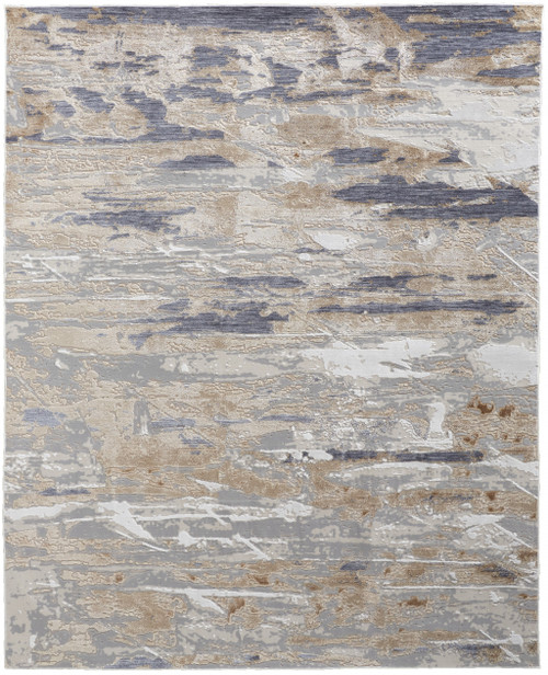 Homeroots Home Decor 12' x 15' Tan Orange and Ivory Abstract Power Loom Distressed Area Rug
