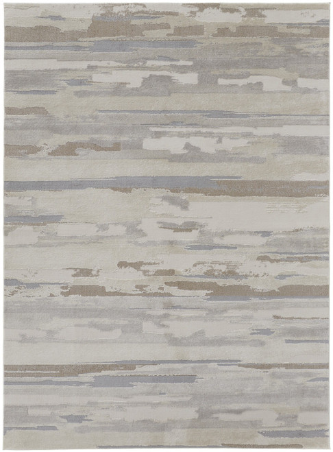 10' X 14' Brown Ivory And Tan Abstract Distressed Area Rug