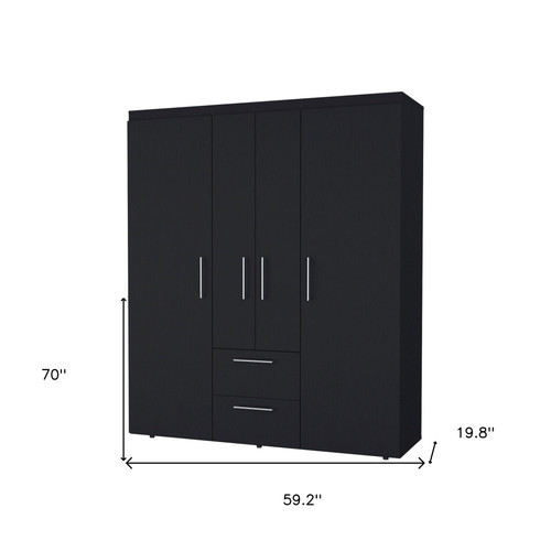59" Black Two Drawer Combo Dresser - 608219280574