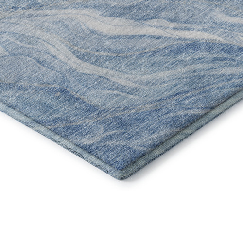 8' X 10' Blue And Ivory Abstract Washable Area Rug With UV Protection - 880024863849