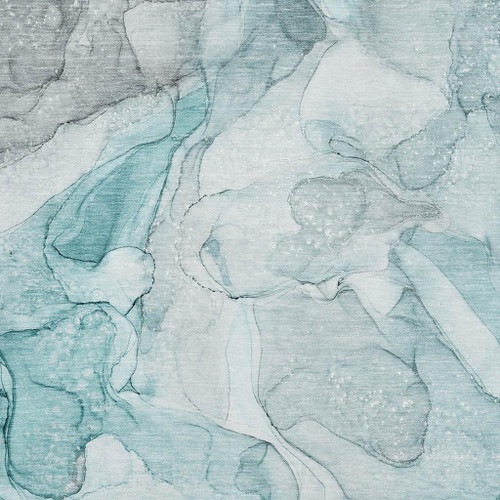 9' X 12' Teal And Ivory Abstract Washable Area Rug With UV Protection - 880016449587