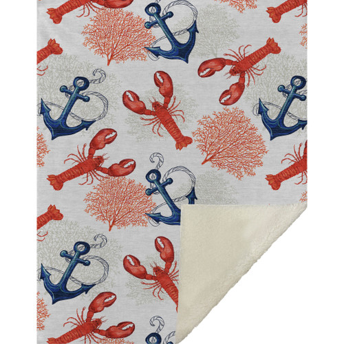 50" X 70" Ivory Red and Blue Microfiber Coastal Nautical Plush Throw Blanket - 880024983684