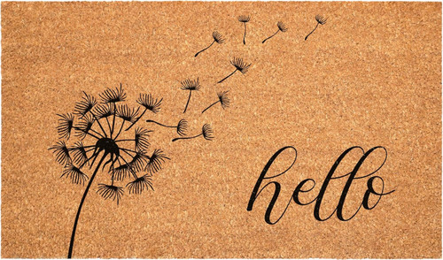 24" X 36" Brown And Black Floral Hello Outdoor Coir Door Mat - 880016832839