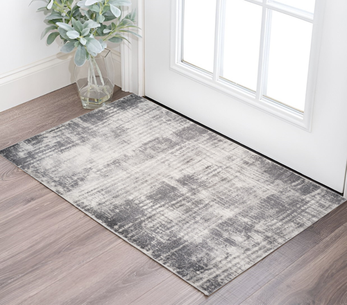 2' X 3' Cream And Gray Abstract Area Rug - 880016495201