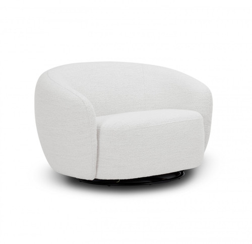 47" Off White 100% Polyester And Black Solid Color Swivel Barrel Chair - 606114156666