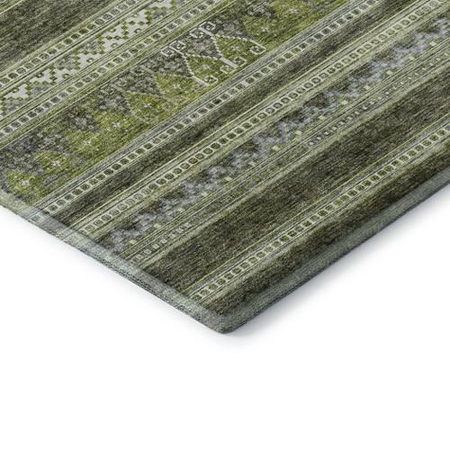 10' X 14' Olive Green Gray And Ivory Southwestern Washable Area Rug With UV Protection - 880016870381