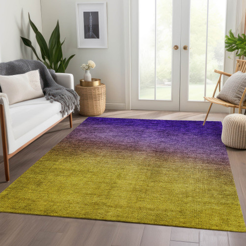 9' X 12' Purple Gold And Blue Ombre Washable Indoor Outdoor Area Rug - 608219094959