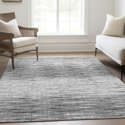 9' X 12' Gray And Charcoal Abstract Washable Indoor Outdoor Area Rug - 608219072032