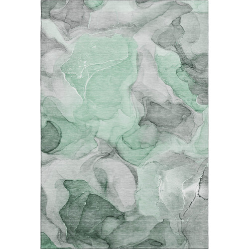 9' X 12' Green Gray And Ivory Abstract Washable Area Rug With UV Protection - 880024544236