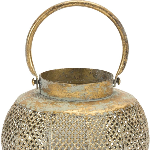 Bronze Distressed Lattice Metal Tabletop Lantern Candle Holder - 880016484786