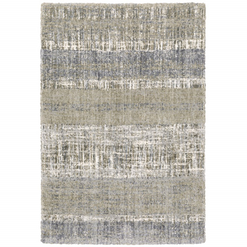Homeroots Home Decor 8'x10' Grey and Ivory Abstract Lines Area Rug, Grey and Ivory, 8'x10'
