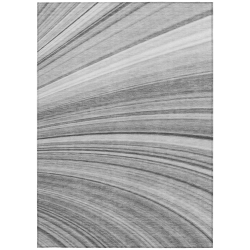 9' X 12' Gray Silver And Ivory Abstract Washable Indoor Outdoor Area Rug
