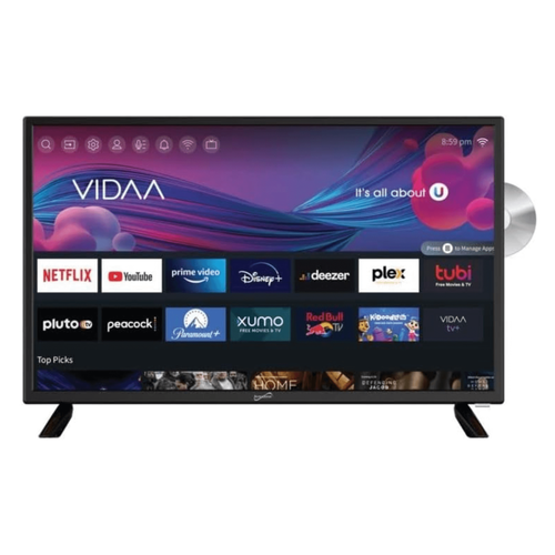 Supersonic Smart VDAA DLED AC/DC Television with DVD Player & 12V Car Cord - 639131224261