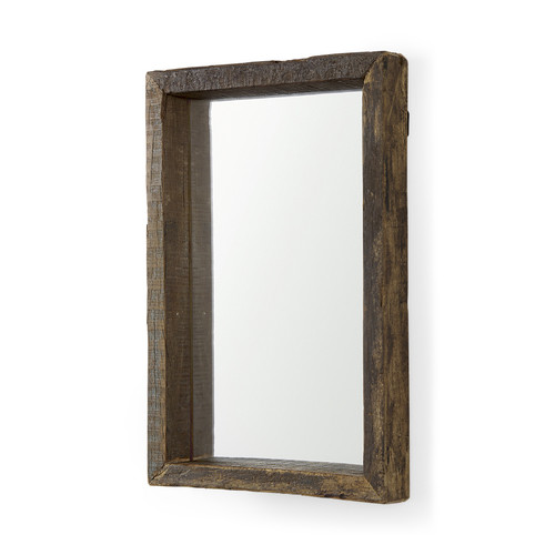 18" Brown Solid Wood Framed Accent Mirror - 880016563214