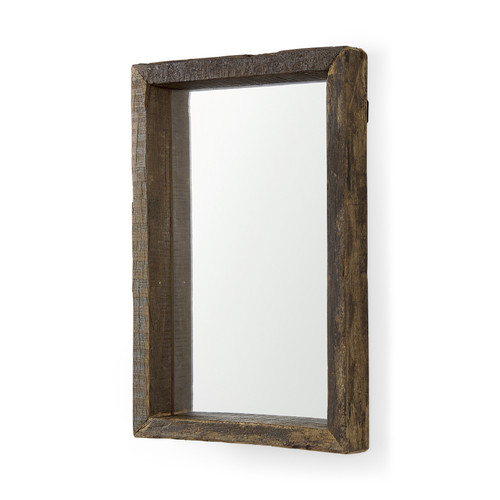 18" Brown Solid Wood Framed Accent Mirror