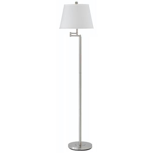 60" Nickel Swing Arm Floor Lamp With White Square Shade - 606114728962