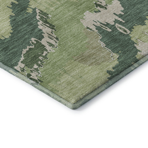 10' X 14' Green Ivory And Beige Abstract Washable Area Rug With UV Protection - 880024565569