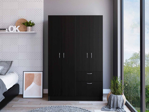 Black and White Tall Four Door Closet - 808230120303