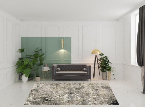 8' X 11' Gray And Beige Abstract Distressed Area Rug