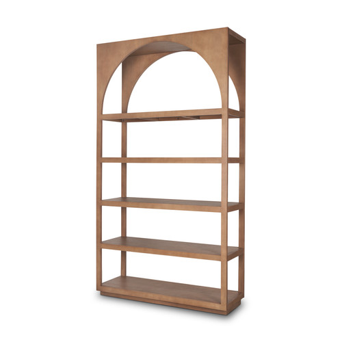 47" Brown Arched Solid Wood Five Tier Bookcase - 880016819595