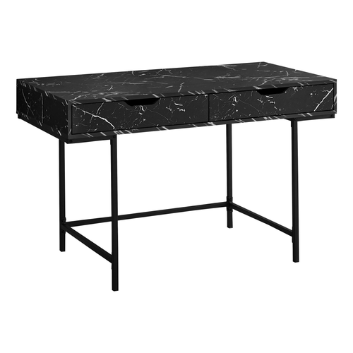 47" Black and White Wood and Metal H-Shape Computer Desk With Two Drawers - 608219235598