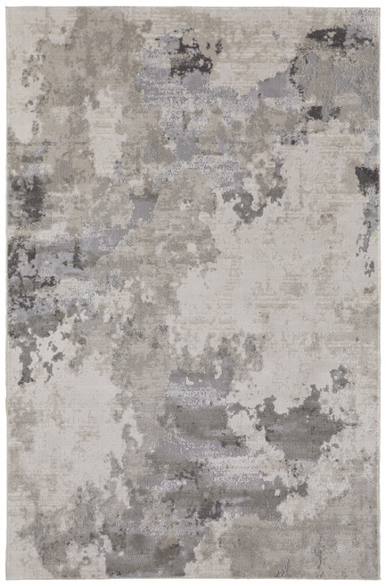 10' X 13' Ivory And Gray Abstract Stain Resistant Area Rug - 606114107613