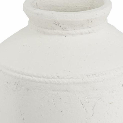 14" White Terracotta Round Jug Vase - 880024587219