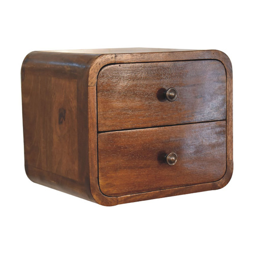 12" Chestnut Solid Wood Two Drawer Floating Nightstand - 880016711387