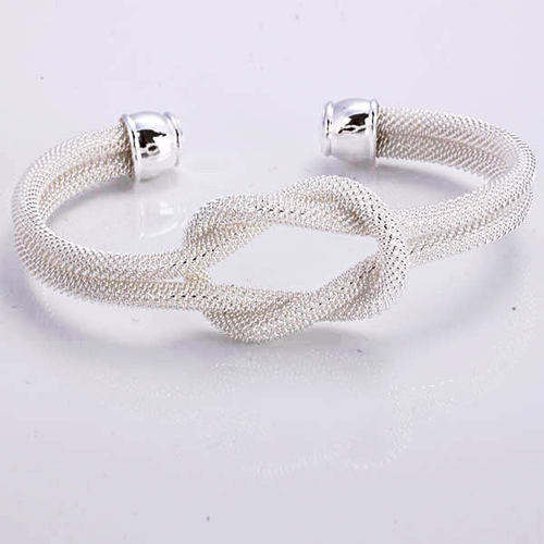 Love Me Love Knot 925 SS Plated & 18 Kt Antique Gold Plated Cuff Bracelet - 702921591079