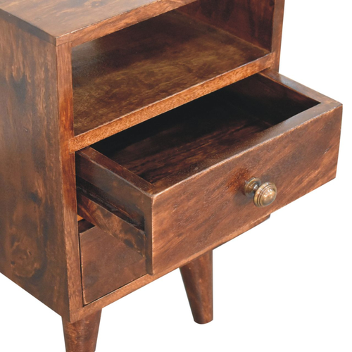 Walnut Wood Square Two Drawer Nightstand - 880016699654