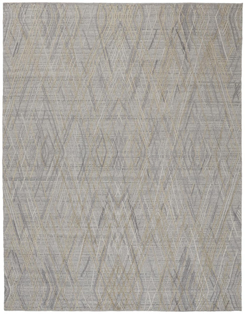 10' X 14' Gray And Ivory Abstract Hand Woven Area Rug