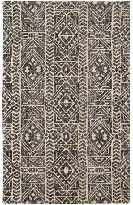 10' X 13' Gray Black And Ivory Striped Stain Resistant Area Rug - 606114141815