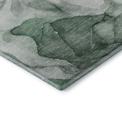 5' X 8' Green Gray And Ivory Abstract Washable Area Rug With UV Protection - 880024716428