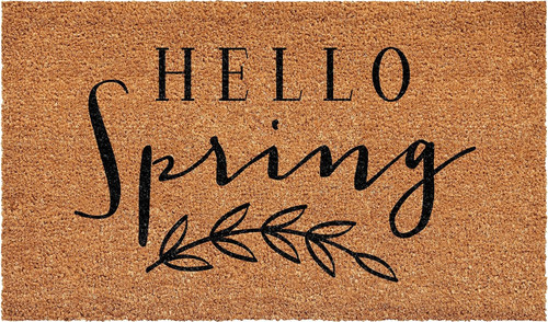 24" X 36" Brown And Black Hello Spring Outdoor Coir Door Mat - 880024707266