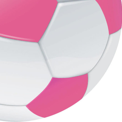 5' Pink And White Soccer Youthful Washable Round Rug - 880024758459