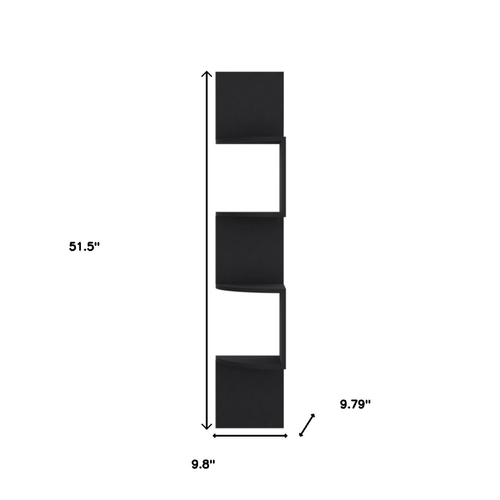 52" Black Wood Wall Mounted Corner Shelf - 880016585285